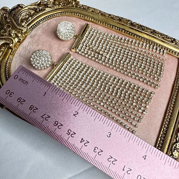 Park Lane Retired "Elegance" Crystal Fringe Shoulder Duster Drop Earrings - Picture 2 of 5